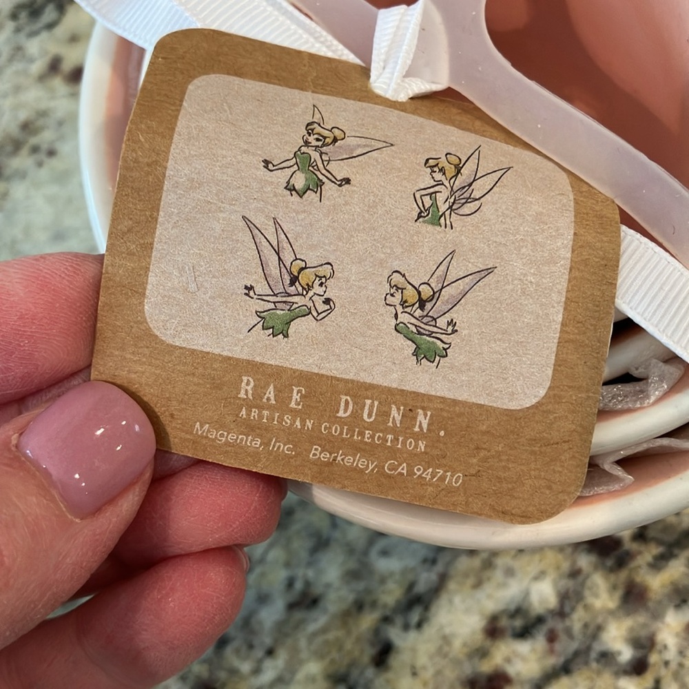 Disney Rae Dunn Tinkerbell Measuring Cups Set of 4 Pink Ceramic Nesting Set New - Picture 6 of 11